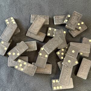 Vintage Halsam Crown Dominoes Wooden from 1960's 28 Total